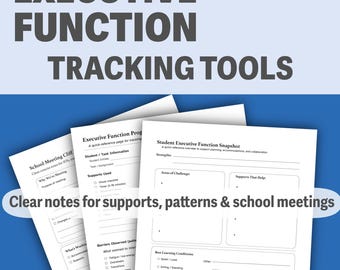 Exekutive Funktion Tracking-Tools | IEP 504 Planungsvorlagen