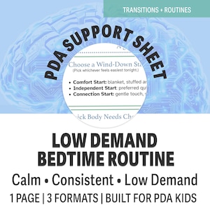 Autism Bedtime Routine Chart Printable | PDA Low Demand Sleep Support for Kids (PDF Download)