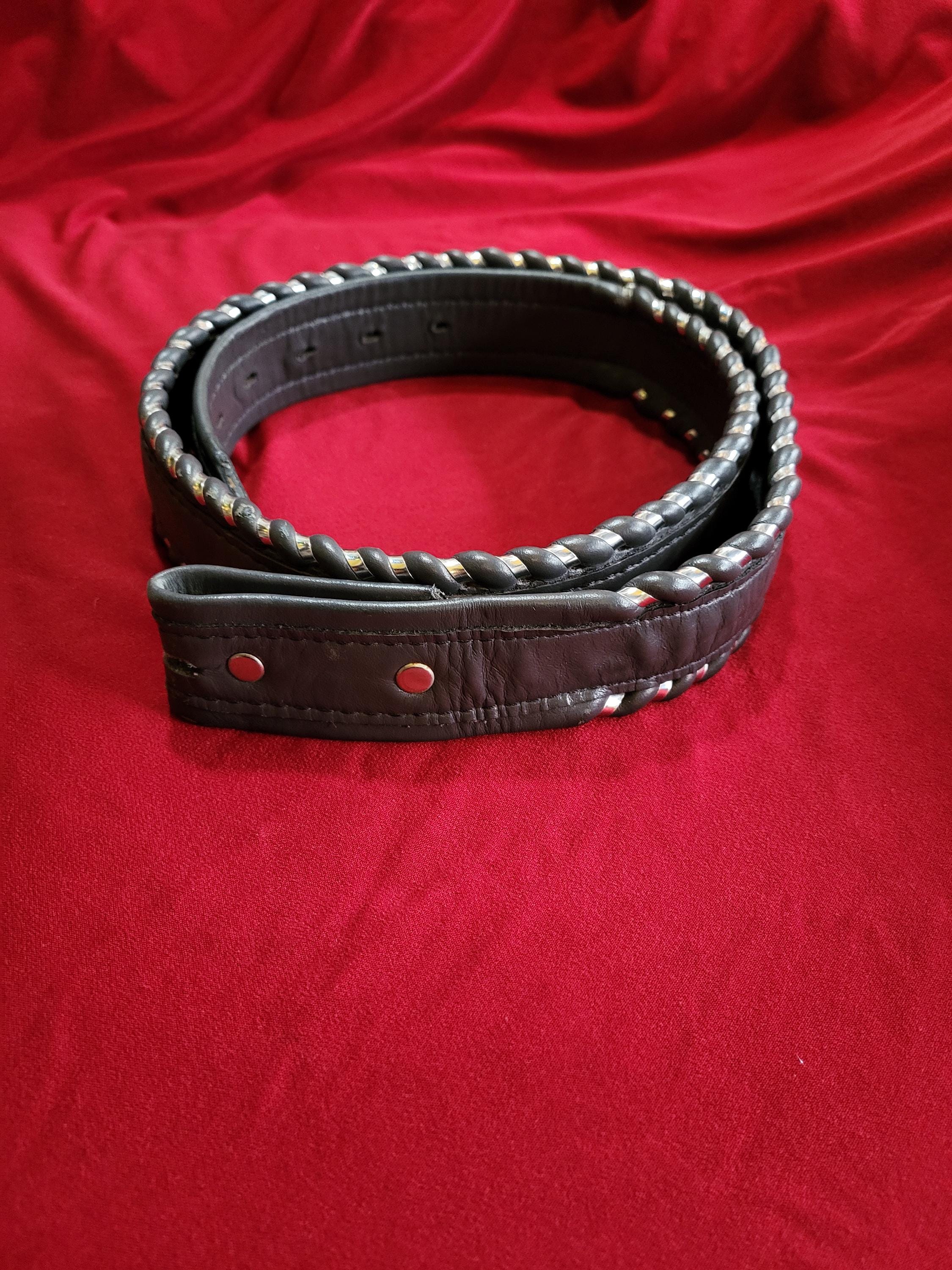 90s Wide Pink Leather Woven Braided Retro Belt Chunky Boho Buckle  Size Large 90s Brown Braided Leather Belt: Woven Boho Style, Fits up to  main image 4