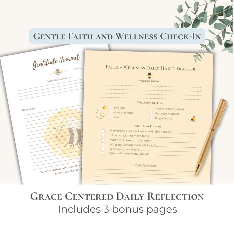 Christian Wellness Planner Printable | Faith Habit Tracker PDF | Gratitude Journal Pages | Daily ...