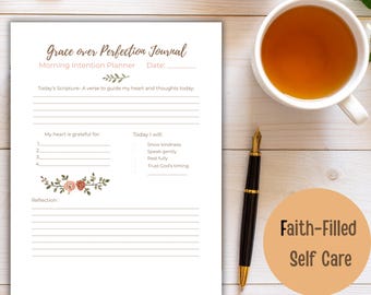 Grace Over Perfection Journal (Digital Download) Gentle Christian Reflection | Printable PDF