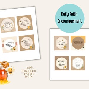 Honey Bees Scripture Card Printable | Honeybee Ephemera Christian Encouragement | Faith scrapbook PDF Download
