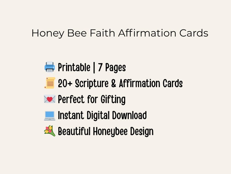 Honey Bees Scripture Card Printable | Honeybee Ephemera Christian Encouragement | Faith scrapbook PDF Download