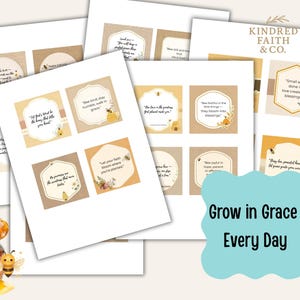 Honey Bees Scripture Card Printable | Honeybee Ephemera Christian Encouragement | Faith scrapbook PDF Download