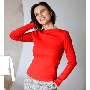 PDF Schnittmuster | Longsleeve Selma - Shirt mit U-Boot-Ausschnitt