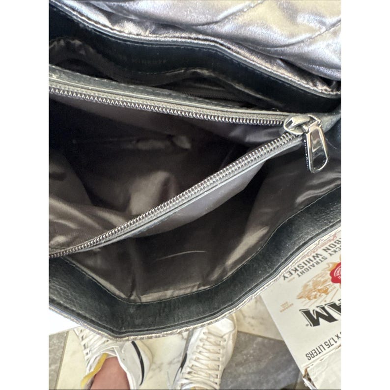 Rebecca Minkoff Edie Quilted Nylon Dark Gray Crossbody Bag Purse 21" Drop image 16