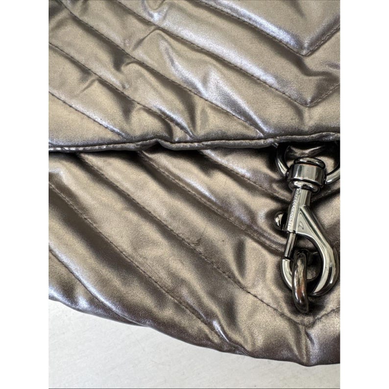 Rebecca Minkoff Edie Quilted Nylon Dark Gray Crossbody Bag Purse 21" Drop image 3