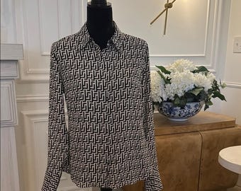 Black and White Geometric Pattern Blouse