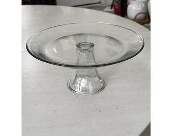 Clear Glass Cake Serving Stand Round 10"