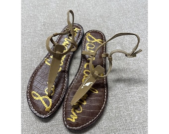 Sam Edelman Women's Gigi Sandal Size 7.5 Thong T-Strap Beige