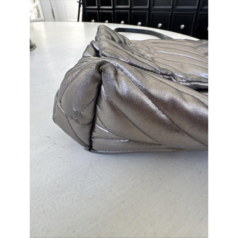 Rebecca Minkoff Edie Quilted Nylon Dark Gray Crossbody Bag Purse 21" Drop image 4