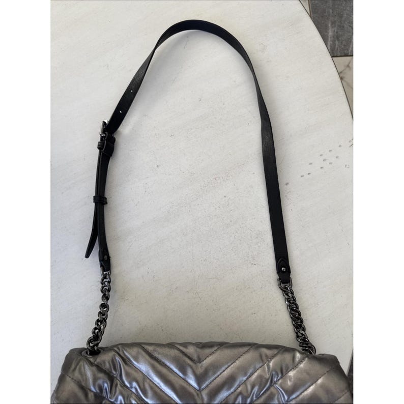 Rebecca Minkoff Edie Quilted Nylon Dark Gray Crossbody Bag Purse 21" Drop image 7