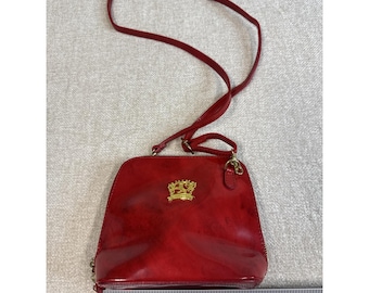 Pratesi Firenze Cherry Red Italian Leather Crossbody Bag Purse