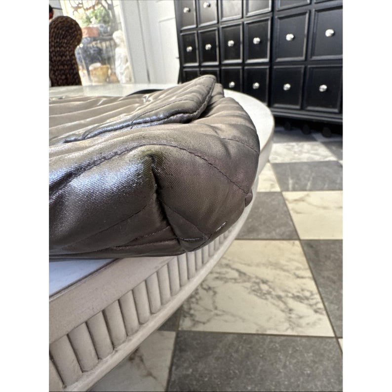 Rebecca Minkoff Edie Quilted Nylon Dark Gray Crossbody Bag Purse 21" Drop image 6