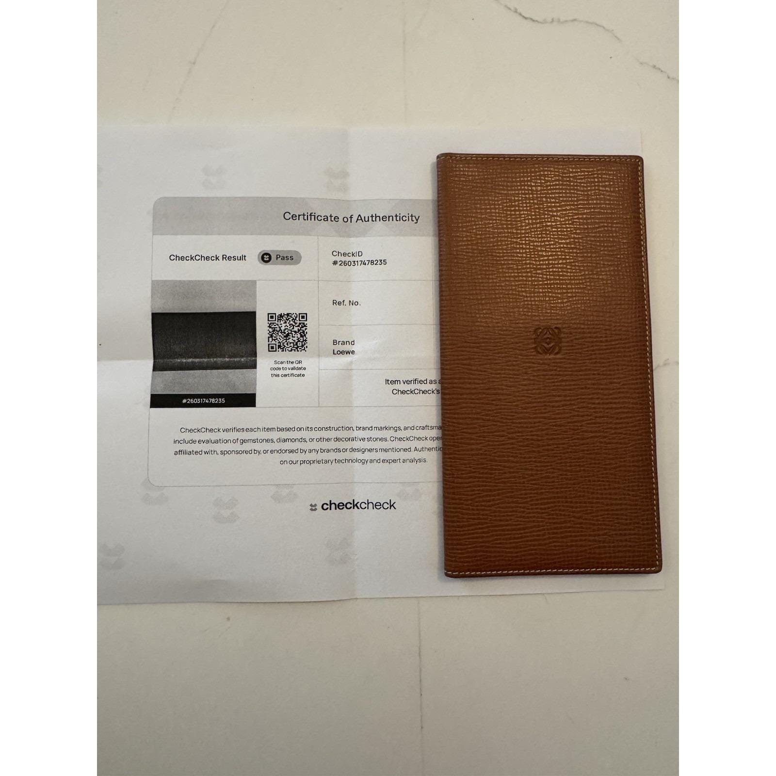 Loewe Leather Long Wallet Brown Tan Anagram Logo Made In Spain - w/ COA