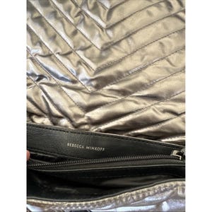Rebecca Minkoff Edie Quilted Nylon Dark Gray Crossbody Bag Purse 21" Drop image 14