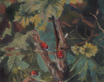 Ladybugs Giclee Fine Art Print | Reproduction of Original Hand-Painted Design