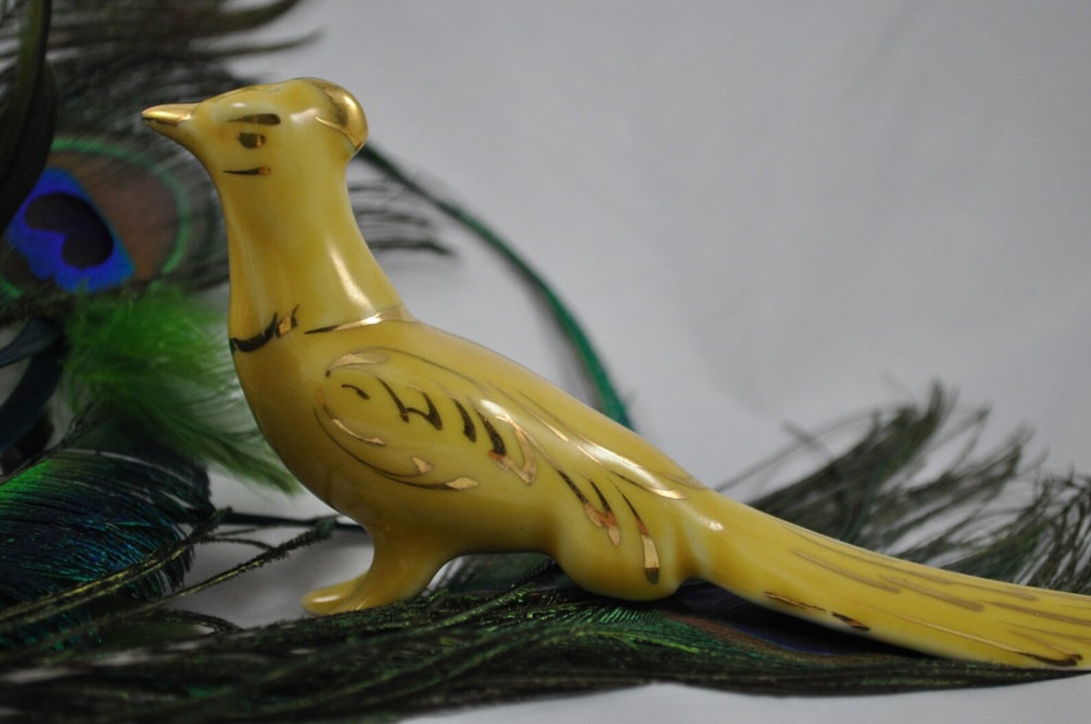 Vintage Fancy Peacock Porcelain Figurine Salt and Pepper Etsy