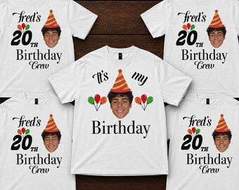 Custom Birthday Crew Shirts | Matching Birthday T-Shirts | Personalized Face Shirt