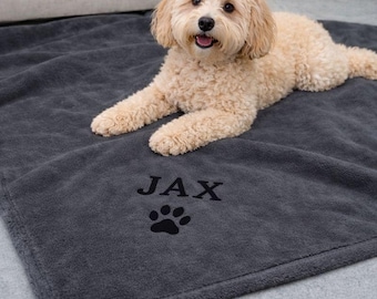 Custom Dog Blanket with Name | Personalized Pet Blanket | Soft Fleece Puppy Throw