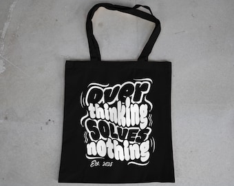 Motivational Quote Tote Bag: Black Cotton Canvas Shopper
