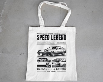 Speed Legend Tote Bag | JDM Car Design, Cotton Canvas