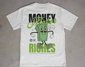 Money Maker Graphic Tee – Retro Money Cartoon Shirt, Streetwear Riches T-Shirt