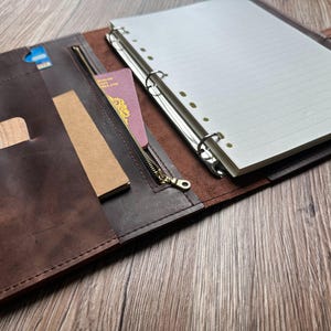 Personalized Leather Portfolio Case Zippered Binder Organizer Office Supplies Folder A4 B5