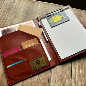 Leather Padfolio Case Personalized Organizer Office Supplies Folder A4 Custom Portfolio