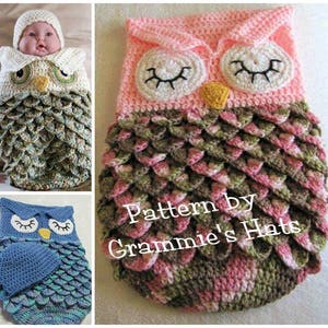 Pattern for Baby owl cocoon  and cap (USA English only)