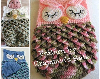 Pattern for Baby owl cocoon  and cap (USA English only)