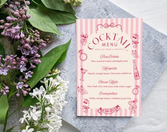 EDITABLE - Bridal Shower Cocktail Menu