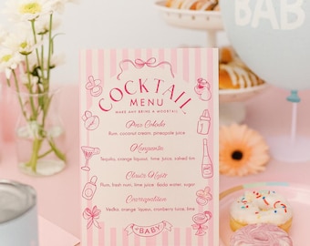 EDITABLE - Baby Shower Cocktail Mocktail Menu