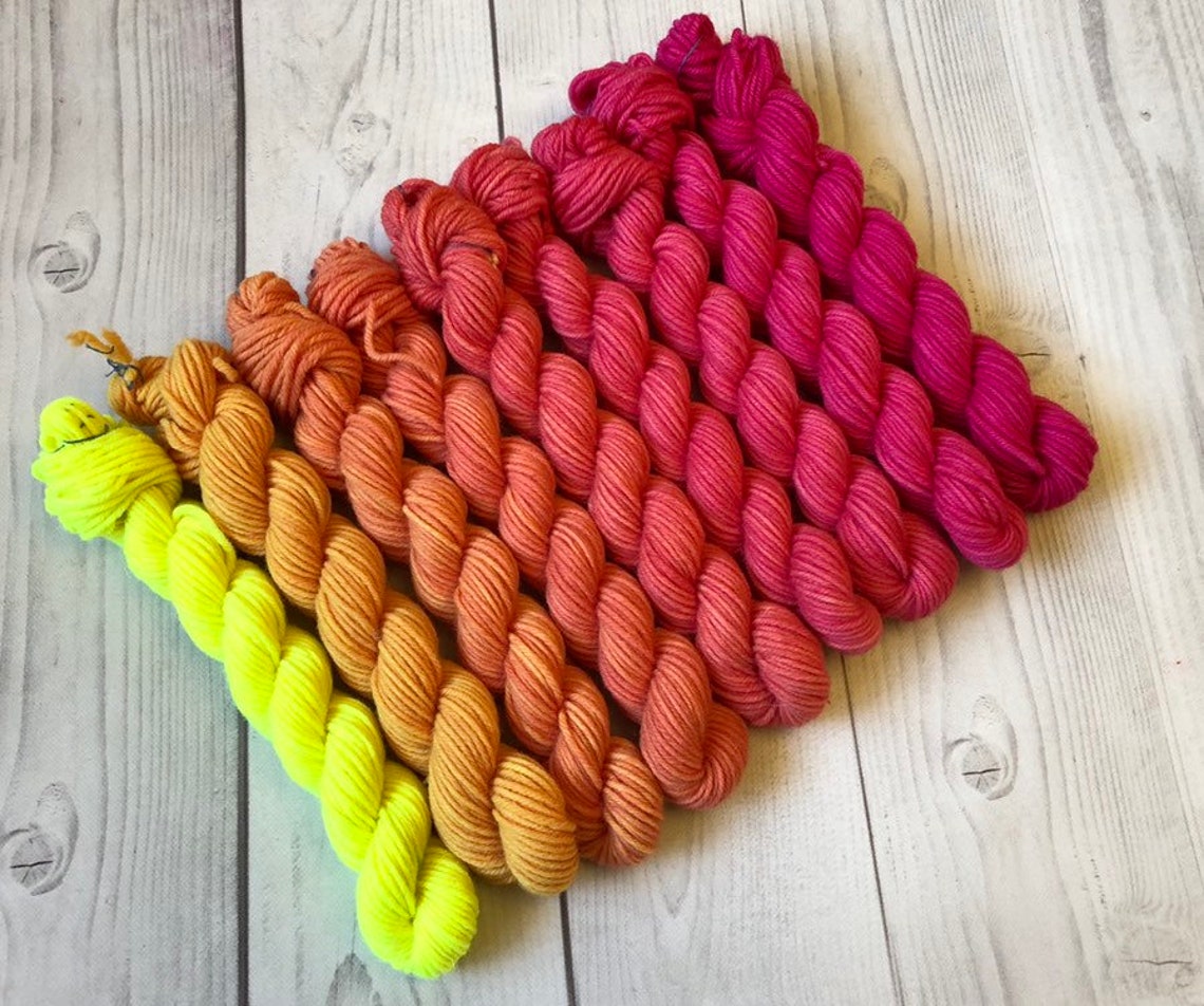 Gradient yarn set merino wool handdyed yarn 225g hand Etsy