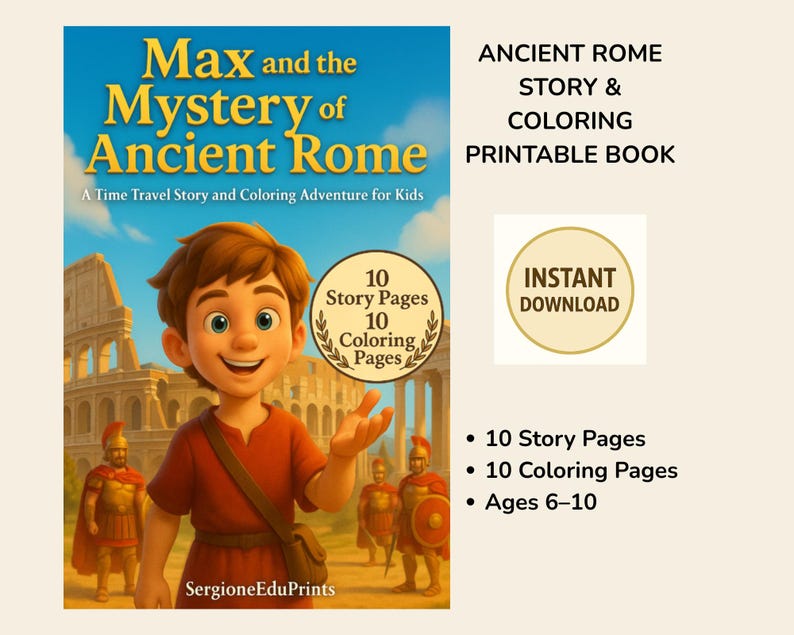 Ancient Rome Story & Coloring Printable Book for Kids - Etsy