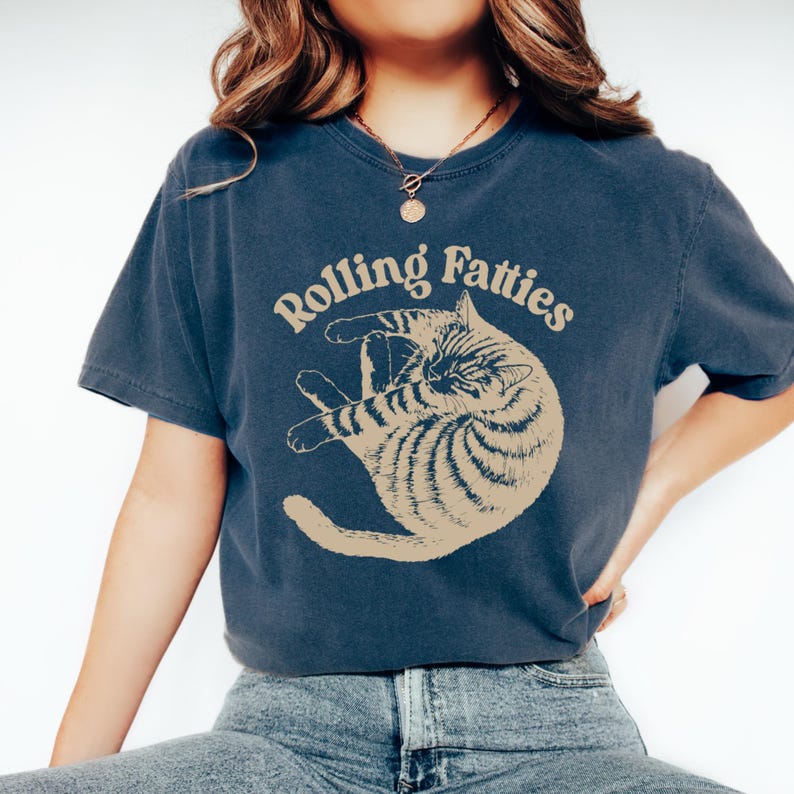 Comfort Color Rolling Fatties Shirt,funny Cat T Shirt,chubby Cat Tee ...