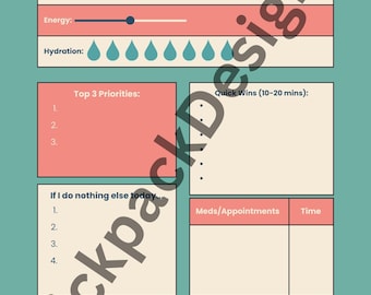 ADHD Daily Reset Dashboard – Printable Planner Page