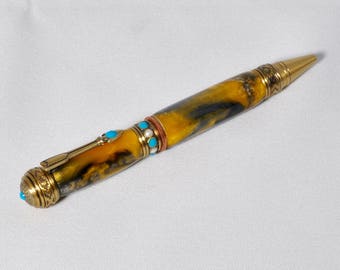 Southwest Design Ballpoint Pen, Turquoise Acrylic Pen, Turquoise Pen