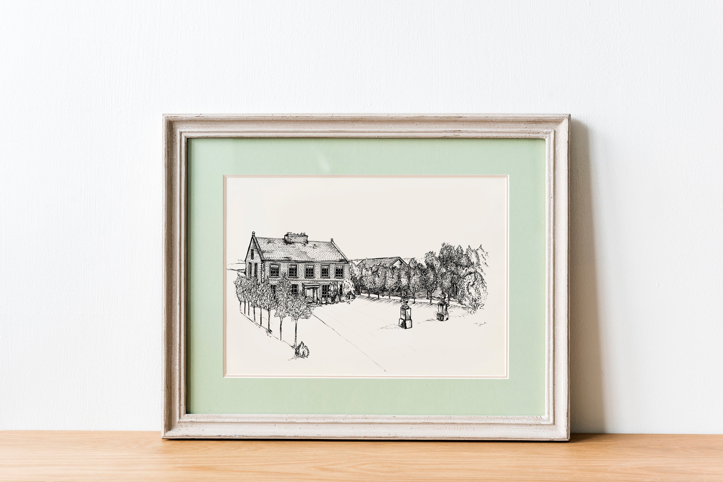 Custom House Portrait | Hand Drawn Black and White Illustration ...