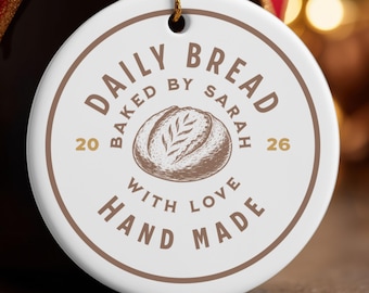 Custom sourdough ornament, sourdough gift, Christmas baker ornament personalized, bread lover gift for baker, homemaker gift for mom