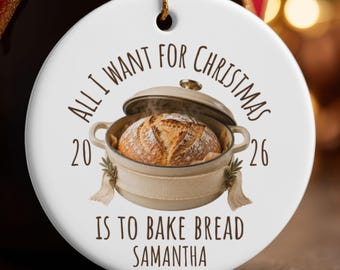 Custom sourdough ornament, sourdough gift, Christmas baker ornament personalized, bread lover gift for baker, homemaker gift for mom