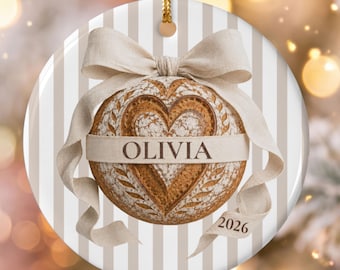 Custom sourdough ornament, sourdough gift, Christmas baker ornament personalized, bread lover gift for baker, homemaker gift for mom