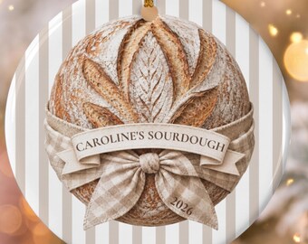 Custom sourdough ornament, sourdough gift, Christmas baker ornament personalized, bread lover gift for baker, homemaker gift for mom