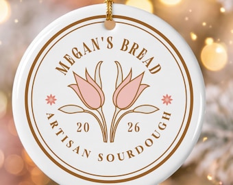 Custom sourdough ornament, sourdough gift, Christmas baker ornament personalized, bread lover gift for baker, homemaker gift for mom