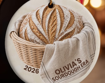 Custom sourdough ornament, sourdough gift, Christmas baker ornament personalized, bread lover gift for baker, homemaker gift for mom