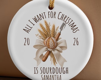 Custom sourdough ornament, sourdough gift, Christmas baker ornament personalized, bread lover gift for baker, homemaker gift for mom