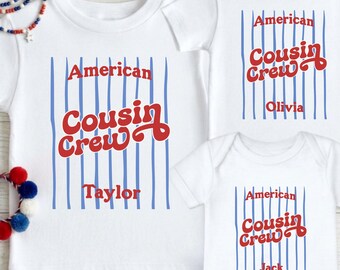 Camiseta combinando para o 4 de julho da turma dos primos, camiseta do esquadrão de primos EUA 250, camiseta da equipe de primos da independência americana, camiseta patriótica para toda a família.