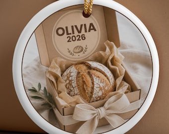 Custom sourdough ornament, sourdough gift, Christmas baker ornament personalized, bread lover gift for baker, homemaker gift for mom