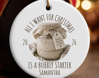 Custom sourdough ornament, sourdough gift, Christmas baker ornament personalized, bread lover gift for baker, homemaker gift for mom