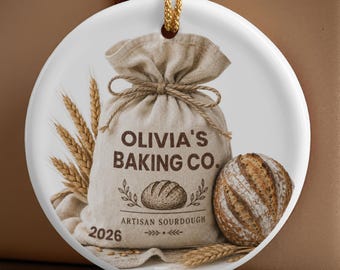 Custom sourdough ornament, sourdough gift, Christmas baker ornament personalized, bread lover gift for baker, homemaker gift for mom